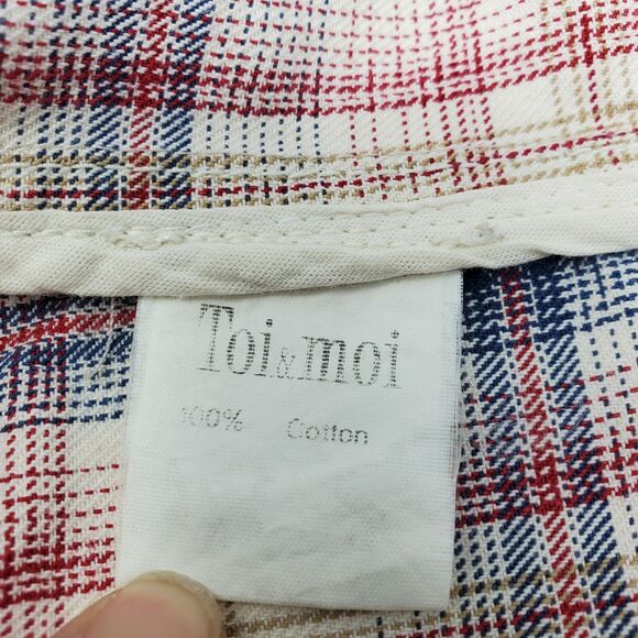 Toi & Moi Jacket Womens EU XL (Small) Red white Blue Cotton Button Front Cropped - Picture 5 of 7